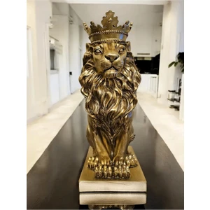 Dekoratif Aslan Kral Gümüş Polyester Biblo