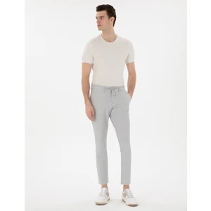 Pierre Cardin Erkek Gri Slim Fit Gofre Yazlık Kanvas Pantolon 50305235-VR024