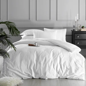 White Collection Square Pamuk Jakar Saten Çift Kişilik Nevresim Kılıfı Beyaz