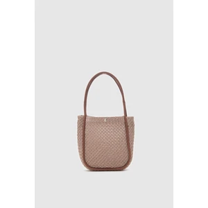 Palma Handmade Midi Hasır Omuz Çantası Vizon