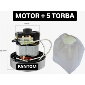 Pratic P1200 Uyumlu Süpürge Motoru ve 5li Toz Torbası Pratik P 1200