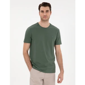 Pierre Cardin Erkek Haki %100 Pamuk Slim Fit Bisiklet Yaka Basic Tişört 50306980-VR027