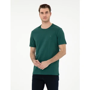 Pierre Cardin Erkek Koyu Yeşil %100 Pamuk Slim Fit Bisiklet Yaka Basic Tişört 50306980-VR079