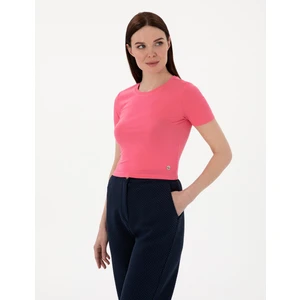 Pierre Cardin Kadın Pembe Regular Fit Crop Tişört 50306945-VR041