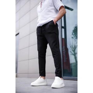 Erkek Siyah Renk Likralı Kumaş Jogger Pantolon