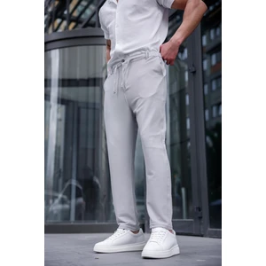 Erkek Taş Renk Likralı Kumaş Jogger Pantolon