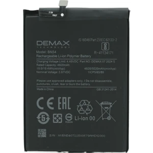 Demax Xiaomi Redmi Note 9 Güçlendirilmiş Batarya BN54