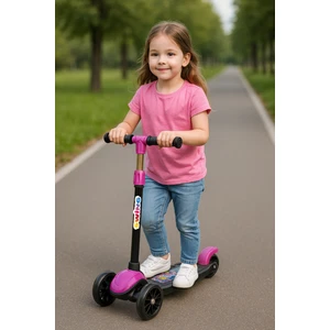 Hak İş Oyuncak Swing Işıklı 3 Tekerlekli Scooter Pembe