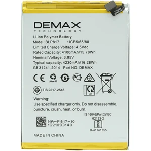 Demax Oppo A15 Güçlendirilmiş Batarya BLP817