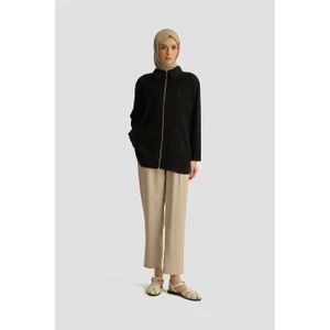 File Detaylı Tunik 25YD4228-1 Siyah