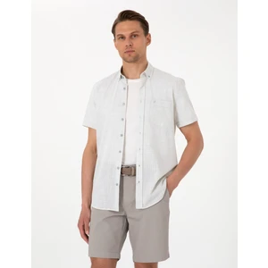Pierre Cardin Erkek Çağla Keten Görünümlü Regular Fit Kısa Kollu Gömlek 50306950-VR016