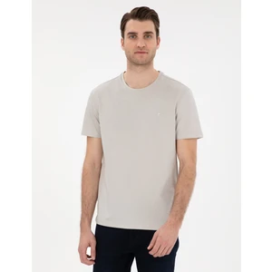 Pierre Cardin Erkek Taş %100 Pamuk Slim Fit Bisiklet Yaka Basic Tişört 50306980-VR049
