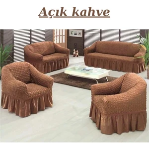 3+3+1+1 Bürümcük Koltuk Takımı Örtüsü. Etekli Streç Esnek Lastikli Çekyat Kanepe Kılıfı