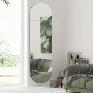 Oval Kenar Pleksi Kare Ayna 30 x 120 cm  - Silver