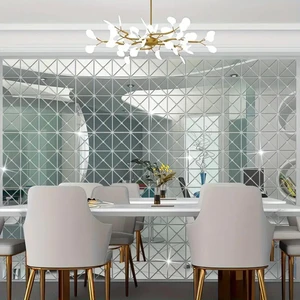 Üçgen Kesim Kare Pleksi Ayna 9 x 18 cm  - 1 Set 100 Adet Silver