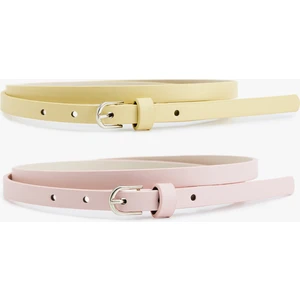 2'li Metal Tokalı Suni Deri Ince Kemer Seti