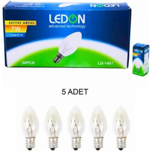 7W Seffaf Tuz Lambasi Ampulu - Gece Lambasi (5 Adet) Seffaf Parfüm Ampul E14 Duy