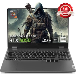LOQ 15ARP9 83JC00E3TRv2 AMD Ryzen 7-7435HS 32GB DDR5 1TB SSD RTX4050 6GB 15.6 inç 144Hz Full HD FreeDos Gaming Taşınabilir Bilgisayar