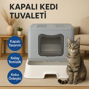Xxl Çift Filtreli  Katlanabilir Kedi Tuvaleti