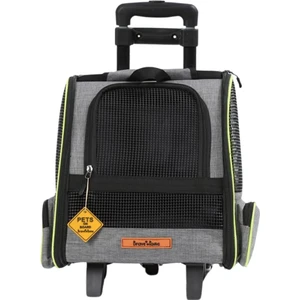 Brave Paws 2 Tekerlekli Yırtılmaz Plastik Fileli Kedi ve Köpek Taşıma Çantası, Kedi Sırt Taşıma Çantası Gri