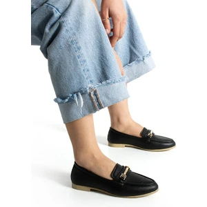 Kadın Babet Siyah Toka Detaylı Şık Rahat Hafif Günlük Ayakkabı