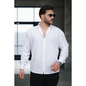 Yumuşak Dokulu Yarım Oversize Erkek Gömlek - Beyaz