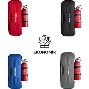 Mavi Ekonomik Eva Trafik Seti ve 1 kg Yangın Tüpü 4 Yıl Etiketli Tüvtürk Onaylı Araç Trafik ve İlk Yardım Seti