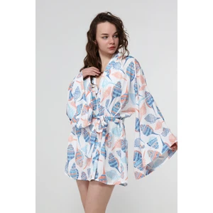 Naomi Ekru Balık Desen Kimono