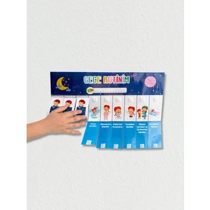 Kız Çocuklar İçin Okul Öncesi Sabah&Gece Rutin Panosu Cırt Cırtlı A4 Boyut