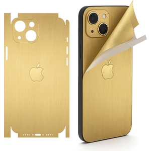 Apple iPhone 15 Pro Max Için 360 Full Arka Kaplama Koruma Sticker Kılıfsız Kullanım Için Gold