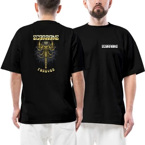 Scorpions Forever Ön Arka Baskılı Siyah Oversize Tişört
