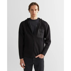 Erkek Siyah Regular Fit Kapüşonlu Logolu Hırka 8924372T.5