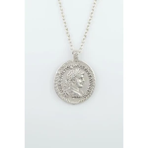 Roma Parası Sikke Gümüş Kaplama Düz Zincir Kolye