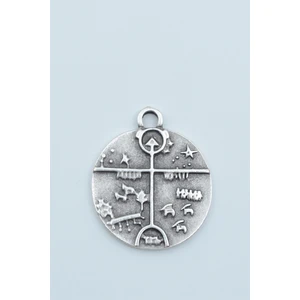 Kam - Şaman Davulu Gümüş Kaplama Kolye Ucu