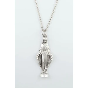 Meryem Ana Gümüş Kaplama Düz Zincir Kolye