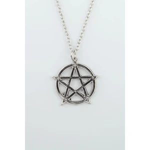 Pentagram Yıldızı Gümüş Kaplama Düz Zincir Kolye