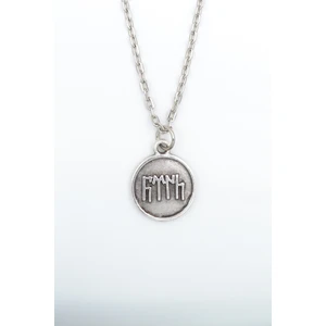 Göktürkçe Türk Madalyon Gümüş Kaplama Düz Zincir Kolye