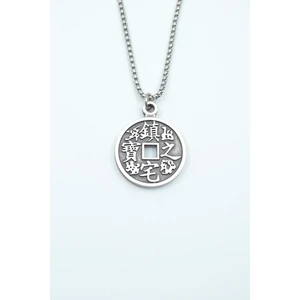 Feng Shui Çin Şans Parası Gümüş Kaplama Örme Zincir Kolye