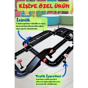 Oyuncak Araba, Araç Parkuru (Large) -Eğitici ve Eğlenceli Yol Yapım Ahşap Oyuncak - Otoban Puzzle