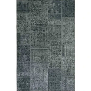 Cool Halı Carnival Gri Halı Patchwork Halı Yolluk Dokuma Şönil Halı Makinede Yıkanabilir Eskitme Vintage Halı