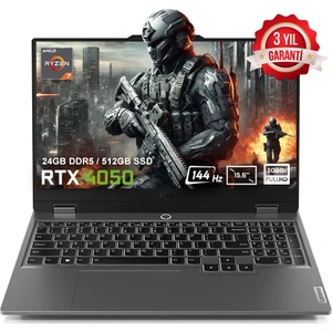 LOQ 15ARP9 83JC00FHTRv1 AMD Ryzen 7-7435HS 24GB DDR5 512GB SSD RTX4050 6GB 15.6 inç 144Hz Full HD FreeDos Gaming Taşınabilir Bilgisayar