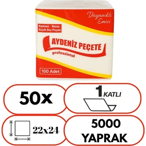 Aydeniz Peçete 50 Paket 100LÜ 5000 Adet Kare Peçete Ekonomik Servis Peçete