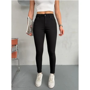 Kadın Siyah Yüksel Bel Bilek Boy Dar Paça Skinny Esnek Likralı Pantalon