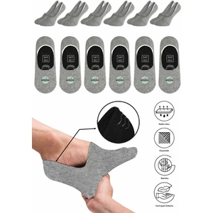 Bambu Erkek Babet Çorap Dikişsiz Görünmez Kaydırmaz Topuk Silikonlu Premium 6'lı Paket