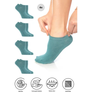 Bambu Kadın Sneaker Renkli Çorap Dikişsiz Görünmez Bilekte Spor Çorap Premium 4'lü Paket