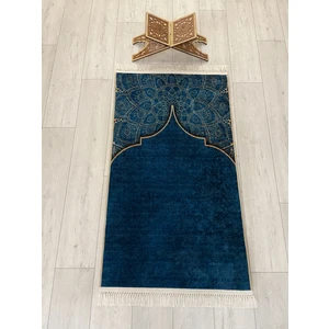 Seccade Saçaklı (Lateks Taban) 75 x 125 Ebat Petrol Mavisi