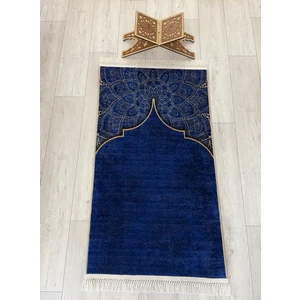 Seccade Saçaklı (Lateks Taban) 75 x 125 Ebat Mavi