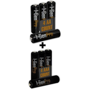 I-Gen P177 8'li Paket Pro Şarjlı Pil 4 Adet AA Pro 2950 mAh Şarjlı Kalem Pil + 4 Adet AAA Pro 1100 mAh Şarjlı İnce Kalem Pil 1.2V NI-MH