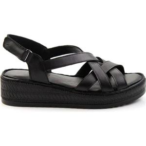 Siyah Leather Kadın Sandalet K05552000803