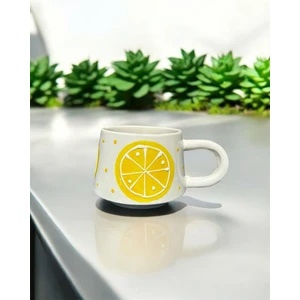 BB Design El Yapımı Limon Desenli Seramik Kupa